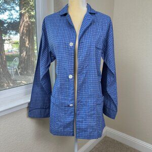 Christian Dior Pyjama Top Adult S Blue Plaid Luxury Sleepwear Overshirt Resort‎